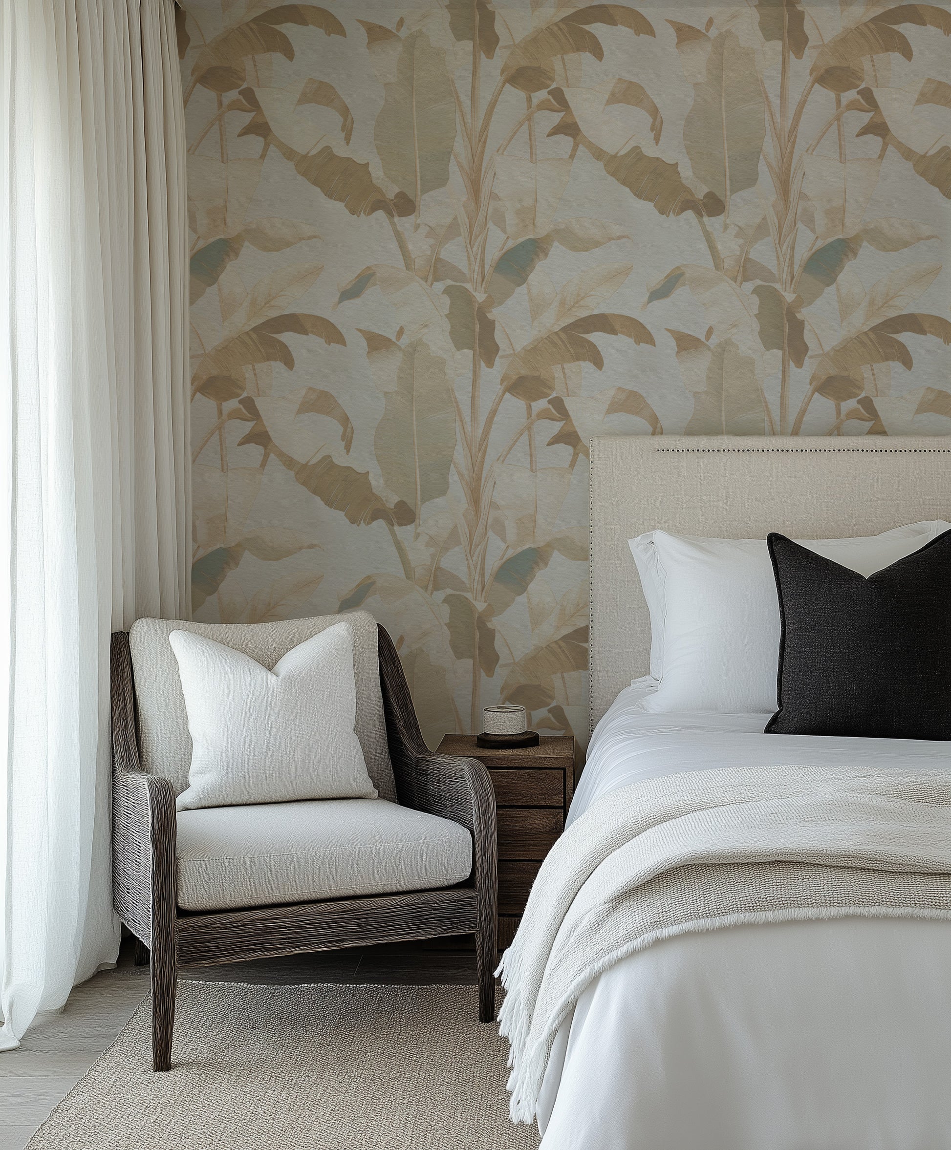 Noosa Banana Palms Commercial Vinyl Wallpaper from Olive et Oriel where you can shop wallpaper and artworks online