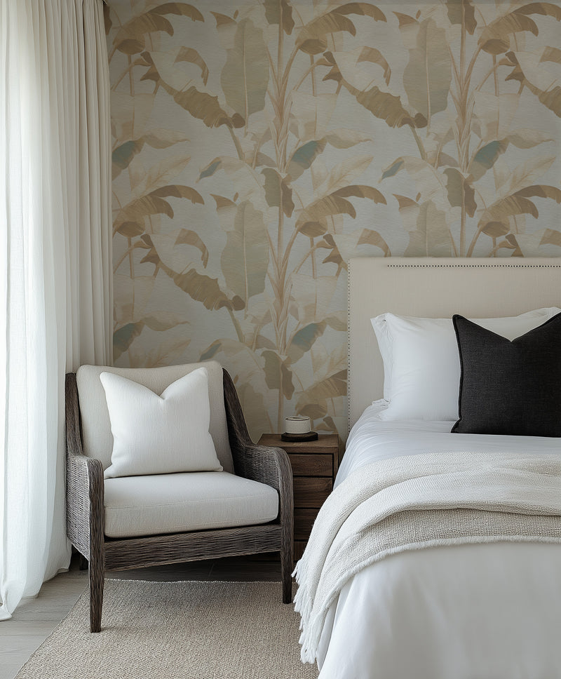 Noosa Banana Palms Commercial Vinyl Wallpaper from Olive et Oriel where you can shop wallpaper and artworks online