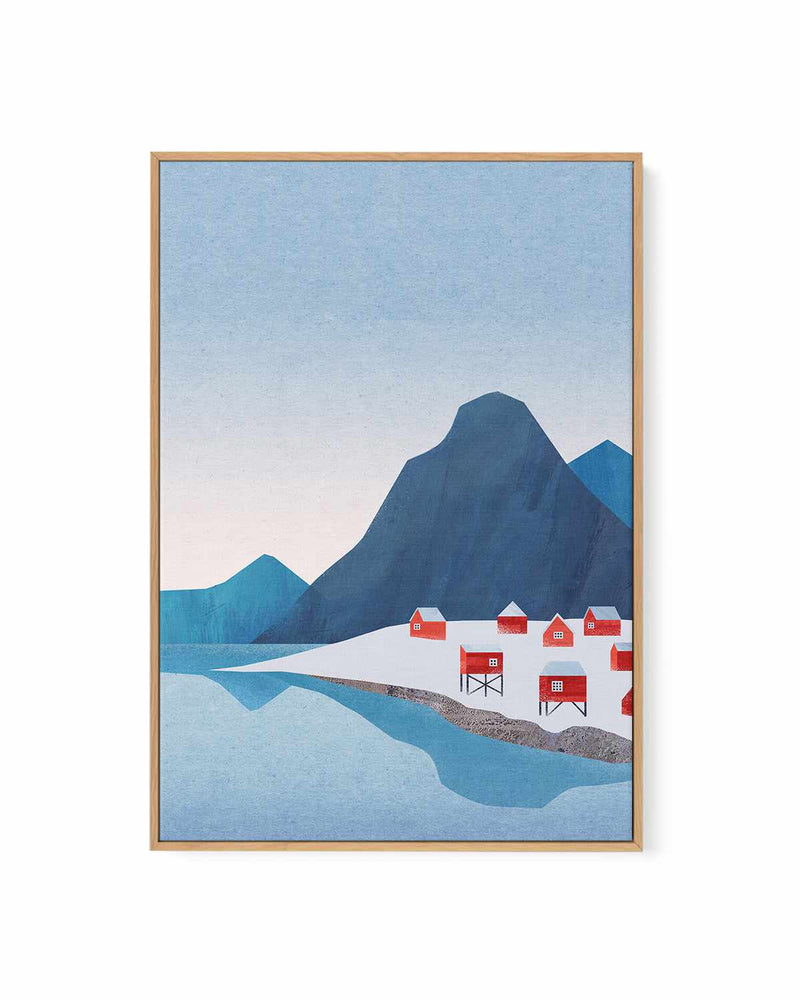 Norway Red Houses by Henry Rivers | Framed Canvas Art Print