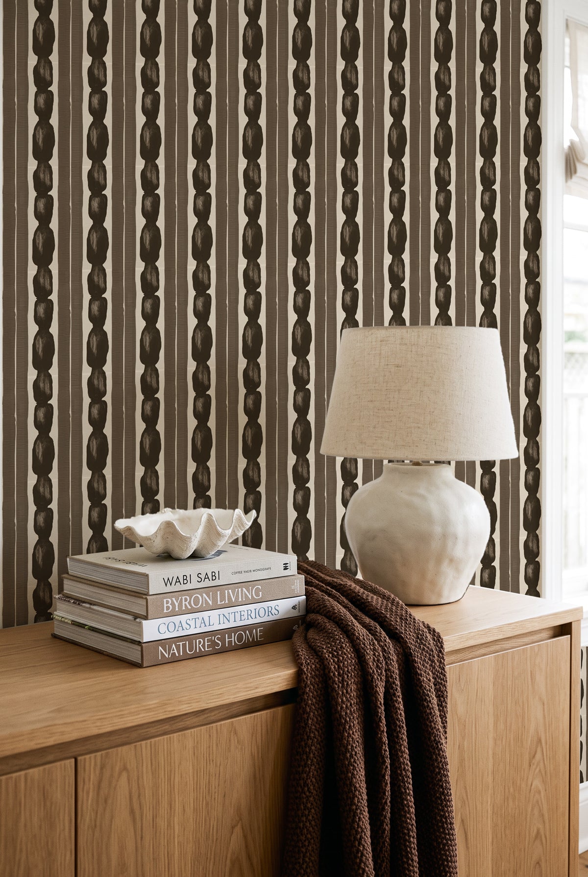 Notch Stripe in Espresso Brown Wallpaper