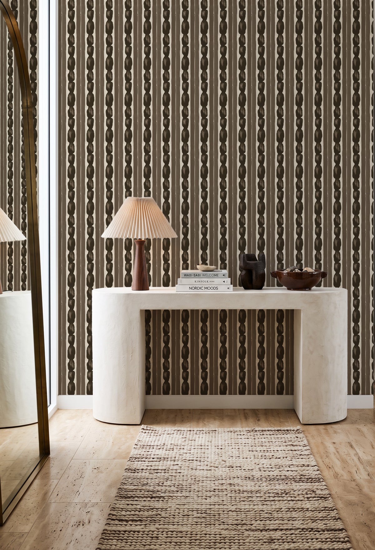 Notch Stripe in Espresso Brown Wallpaper