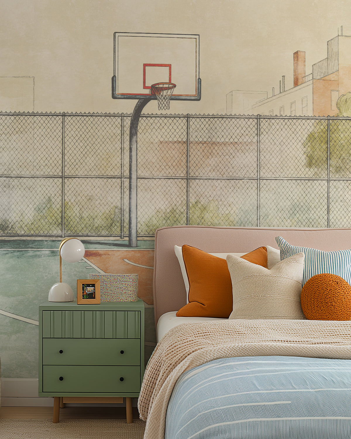 Slam Dunk Basketball Mural Wallpaper from Olive et Oriel where you can shop wallpaper and artworks online