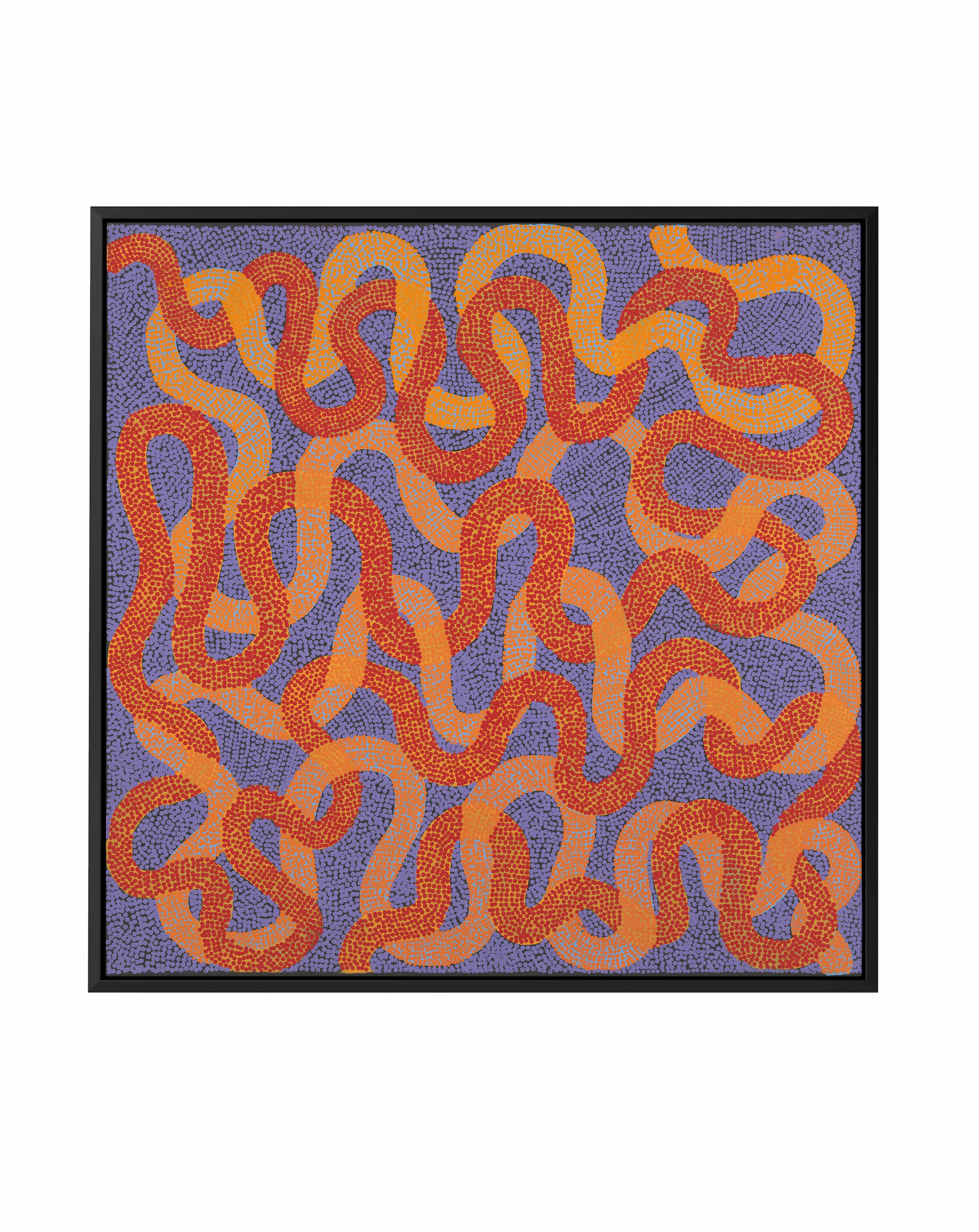 Warlukurlangu Jukurrpa (Fire country Dreaming) by Vanetta Nampijinpa Hudson | Framed Canvas Art Print