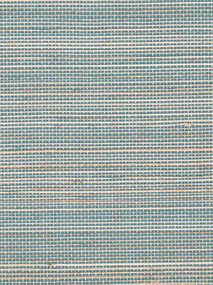 Blue Grey and Beige Striped Abaca Wallpaper — 3:4 close-up of woven texture