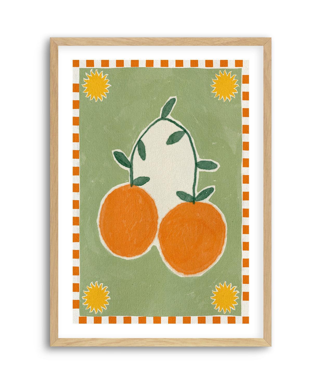 Orange Fruit On Green Background by Shatha Al Dafai | Art Print from Olive et Oriel where you can shop wallpaper and artworks online