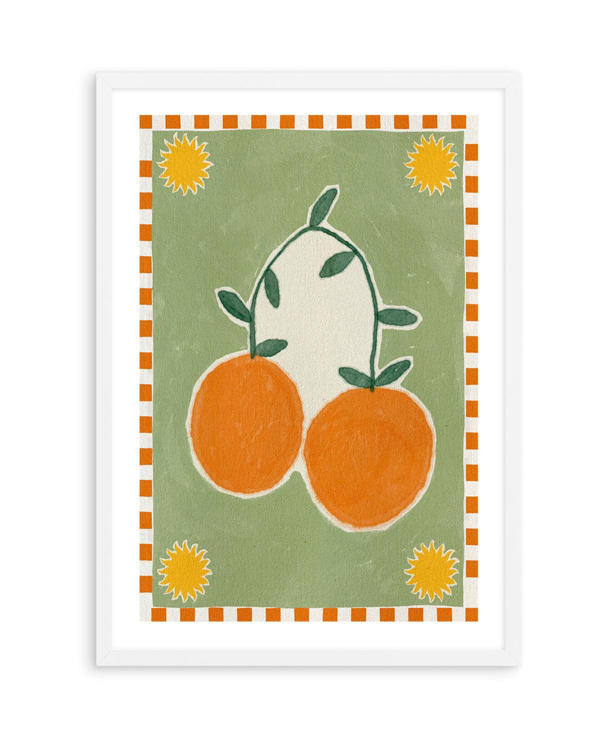 Orange Fruit On Green Background by Shatha Al Dafai | Art Print from Olive et Oriel where you can shop wallpaper and artworks online