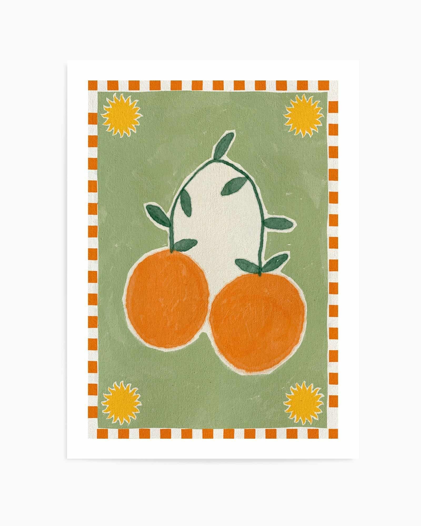 Orange Fruit On Green Background by Shatha Al Dafai | Art Print from Olive et Oriel where you can shop wallpaper and artworks online