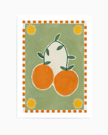 Orange Fruit On Green Background by Shatha Al Dafai | Art Print from Olive et Oriel where you can shop wallpaper and artworks online