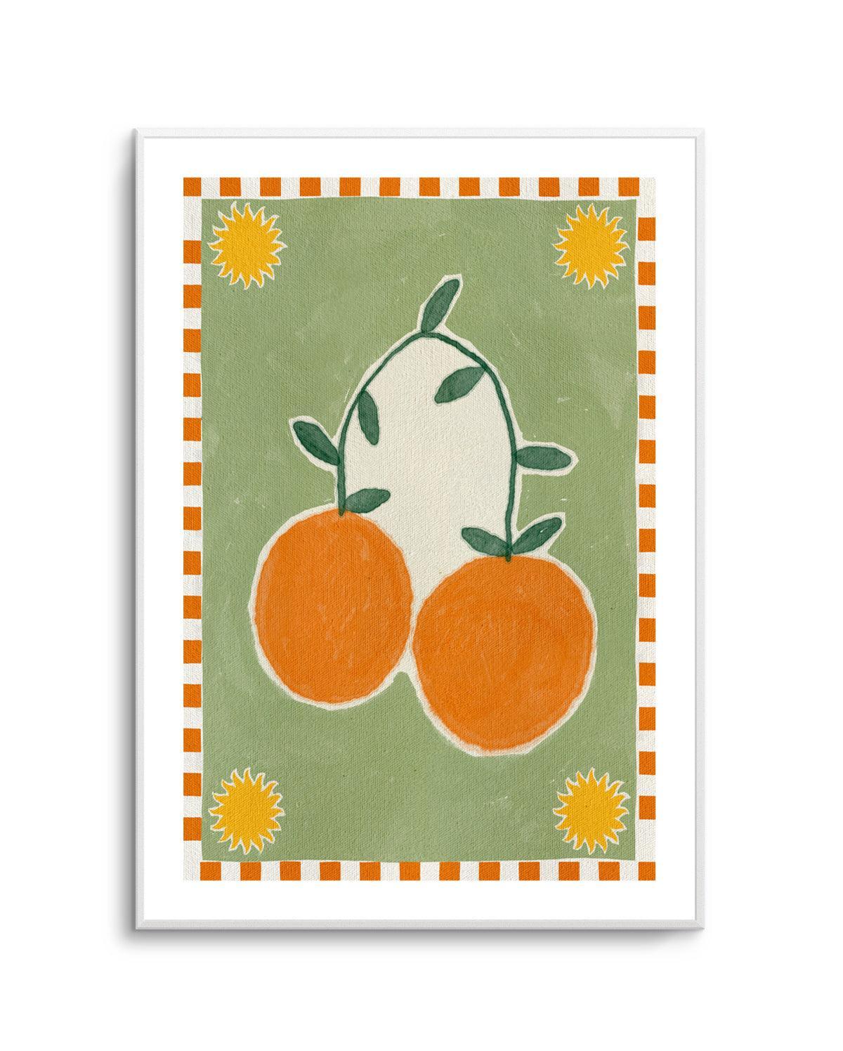 Orange Fruit On Green Background by Shatha Al Dafai | Art Print from Olive et Oriel where you can shop wallpaper and artworks online