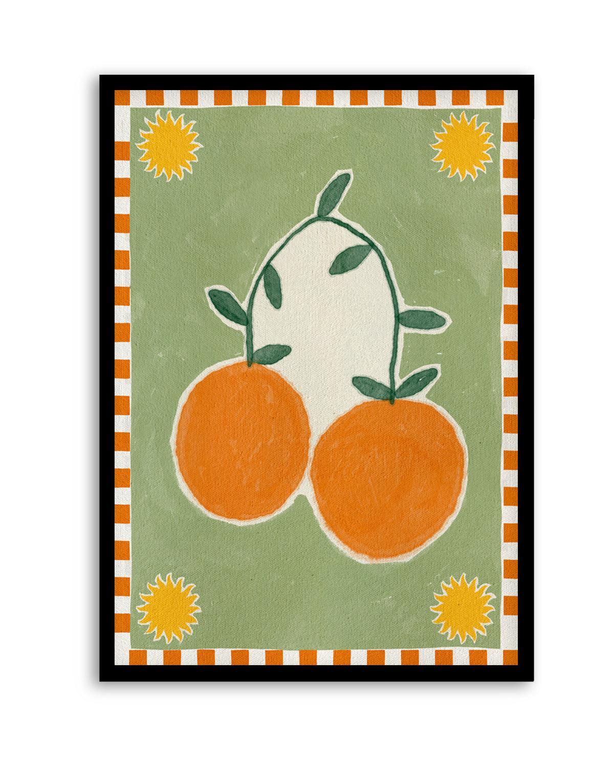 Orange Fruit On Green Background by Shatha Al Dafai | Art Print from Olive et Oriel where you can shop wallpaper and artworks online