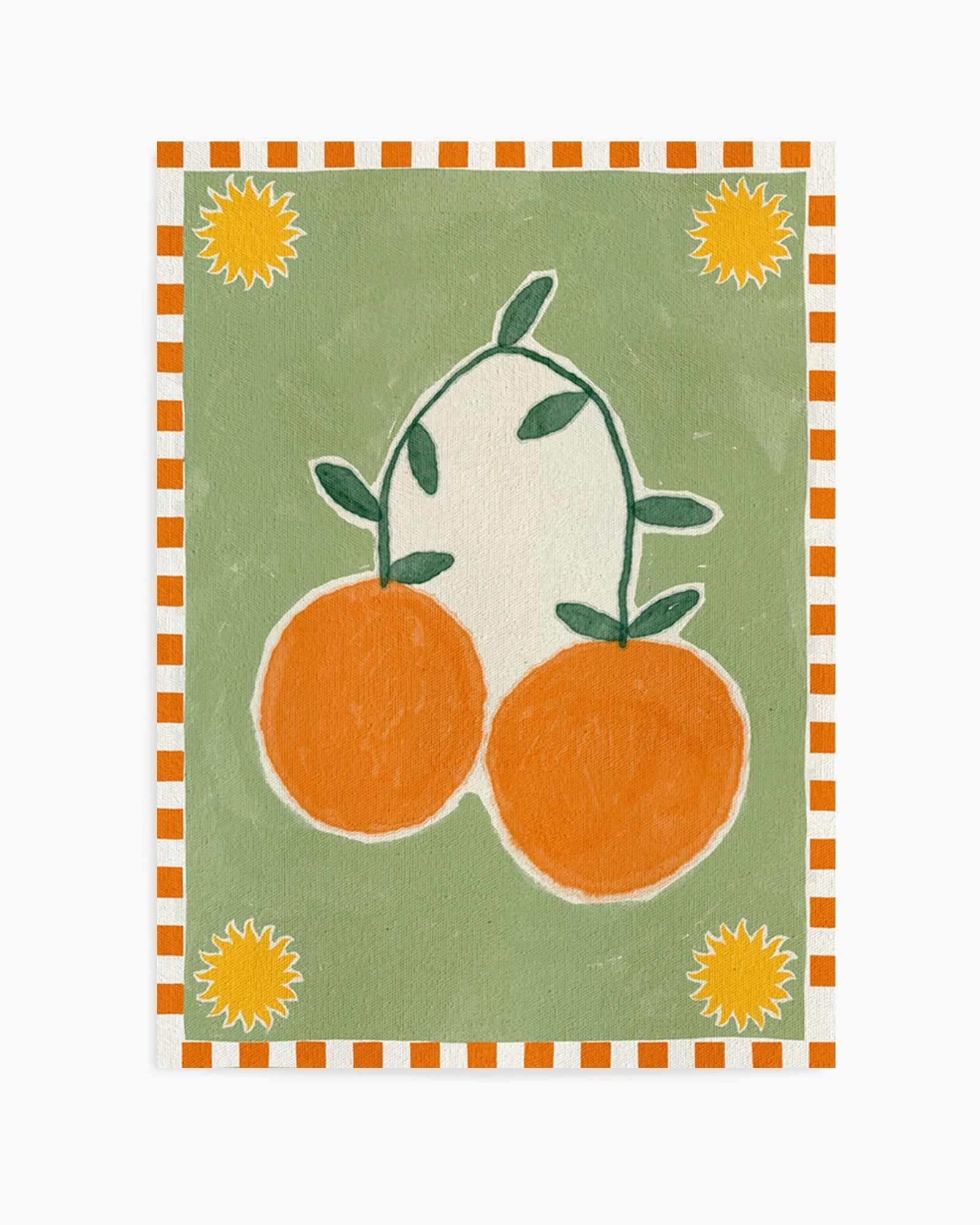 Orange Fruit On Green Background by Shatha Al Dafai | Art Print from Olive et Oriel where you can shop wallpaper and artworks online