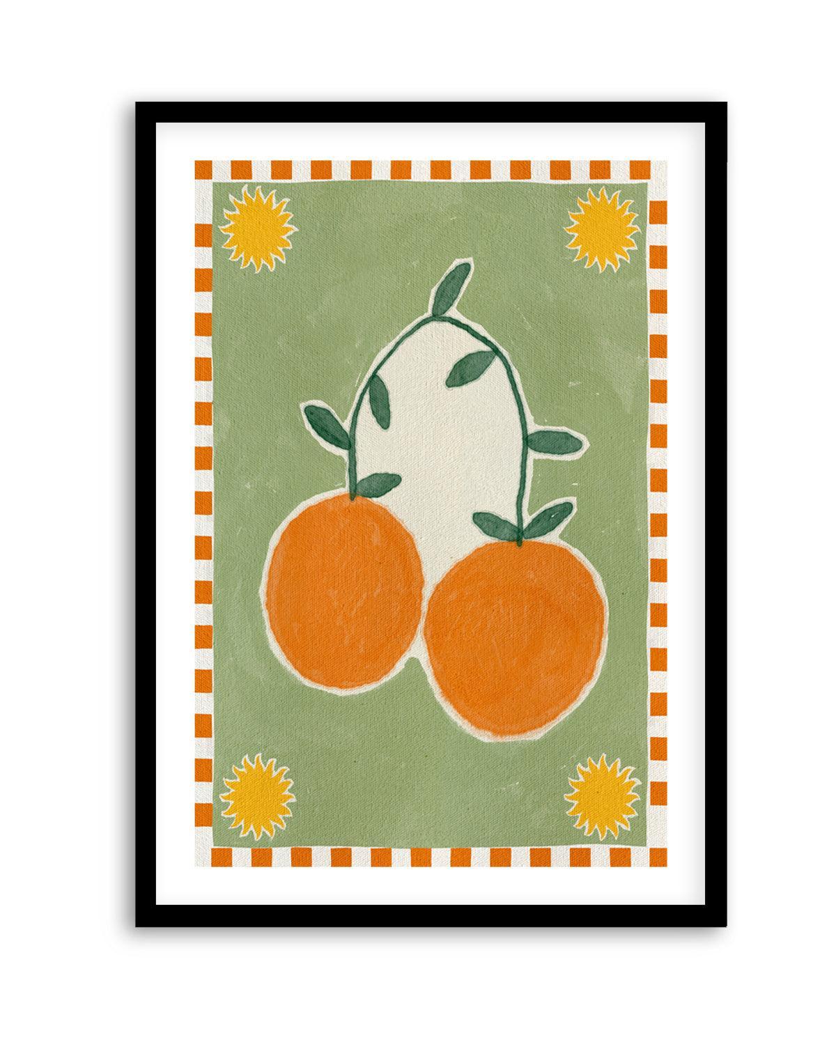 Orange Fruit On Green Background by Shatha Al Dafai | Art Print from Olive et Oriel where you can shop wallpaper and artworks online