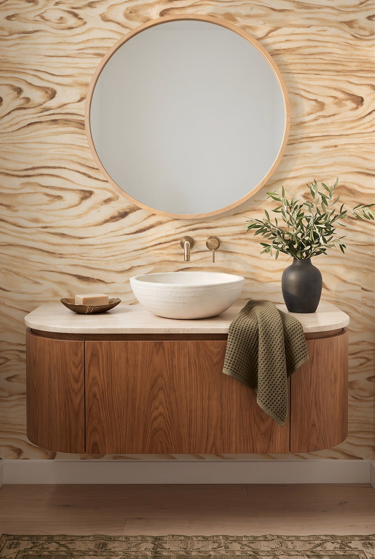 Oakmere in Beige Wallpaper