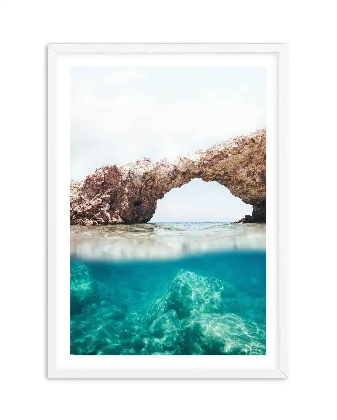 Ocean Arches Art Print-Shop Greece Wall Art Prints Online with Olive et Oriel - Our collection of Greek Islands art prints offer unique wall art including blue domes of Santorini in Oia, mediterranean sea prints and incredible posters from Milos and other Greece landscape photography - this collection will add mediterranean blue to your home, perfect for updating the walls in coastal, beach house style. There is Greece art on canvas and extra large wall art with fast, free shipping across Austra