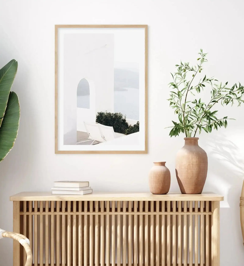 Ocean View II | Santorini Art Print-Shop Greece Wall Art Prints Online with Olive et Oriel - Our collection of Greek Islands art prints offer unique wall art including blue domes of Santorini in Oia, mediterranean sea prints and incredible posters from Milos and other Greece landscape photography - this collection will add mediterranean blue to your home, perfect for updating the walls in coastal, beach house style. There is Greece art on canvas and extra large wall art with fast, free shipping 