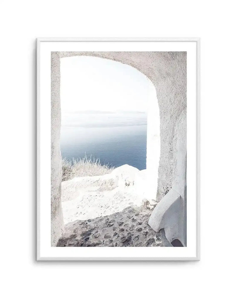 Ocean View | Santorini Art Print-Shop Greece Wall Art Prints Online with Olive et Oriel - Our collection of Greek Islands art prints offer unique wall art including blue domes of Santorini in Oia, mediterranean sea prints and incredible posters from Milos and other Greece landscape photography - this collection will add mediterranean blue to your home, perfect for updating the walls in coastal, beach house style. There is Greece art on canvas and extra large wall art with fast, free shipping acr
