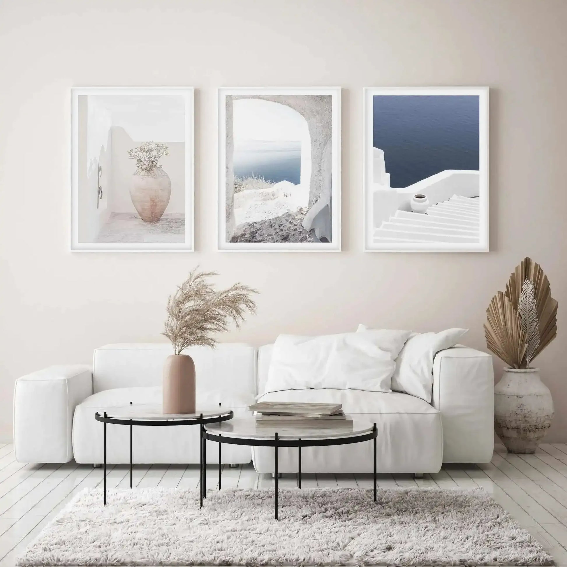 Ocean View | Santorini Art Print-Shop Greece Wall Art Prints Online with Olive et Oriel - Our collection of Greek Islands art prints offer unique wall art including blue domes of Santorini in Oia, mediterranean sea prints and incredible posters from Milos and other Greece landscape photography - this collection will add mediterranean blue to your home, perfect for updating the walls in coastal, beach house style. There is Greece art on canvas and extra large wall art with fast, free shipping acr