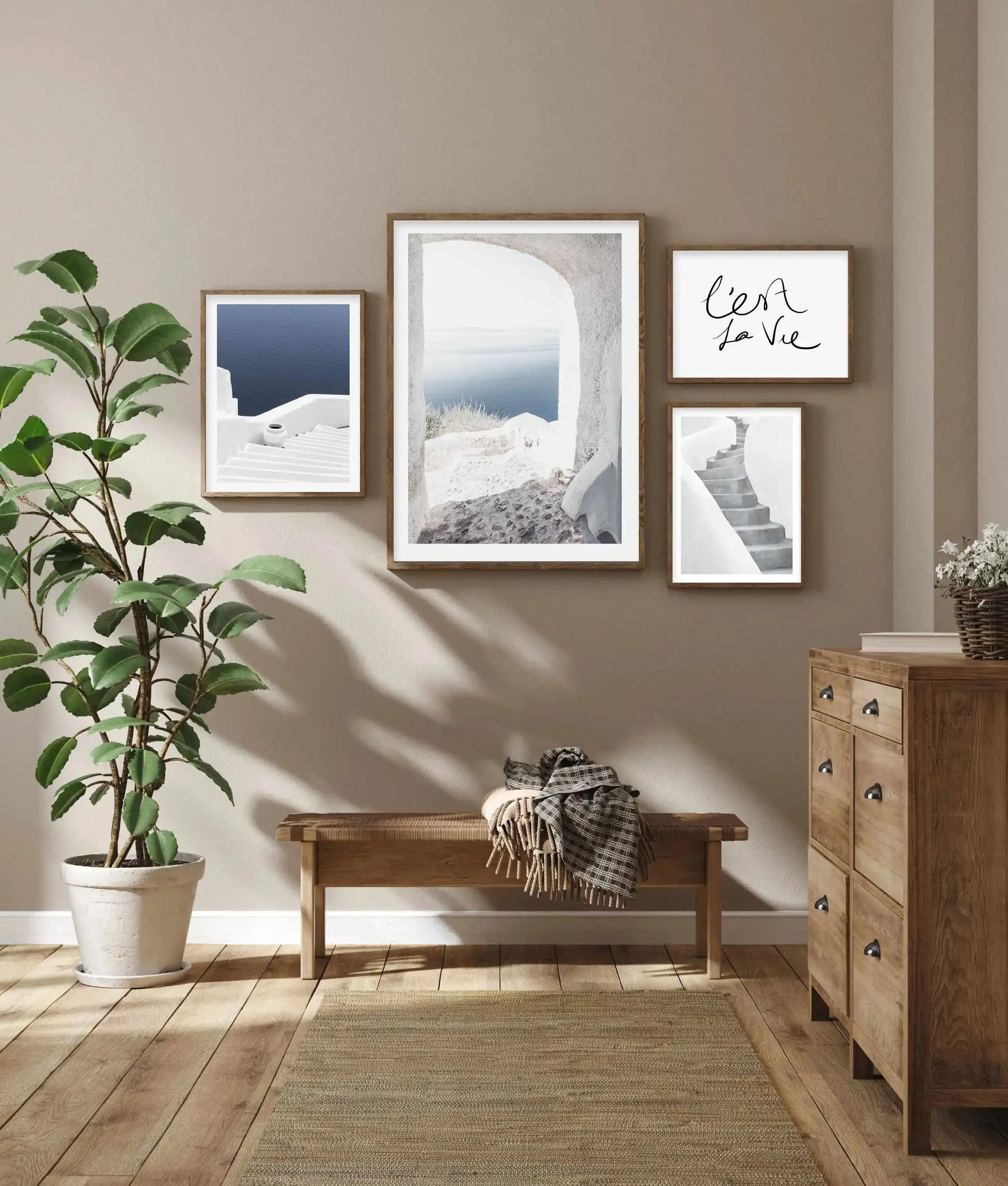 Ocean View | Santorini Art Print-Shop Greece Wall Art Prints Online with Olive et Oriel - Our collection of Greek Islands art prints offer unique wall art including blue domes of Santorini in Oia, mediterranean sea prints and incredible posters from Milos and other Greece landscape photography - this collection will add mediterranean blue to your home, perfect for updating the walls in coastal, beach house style. There is Greece art on canvas and extra large wall art with fast, free shipping acr