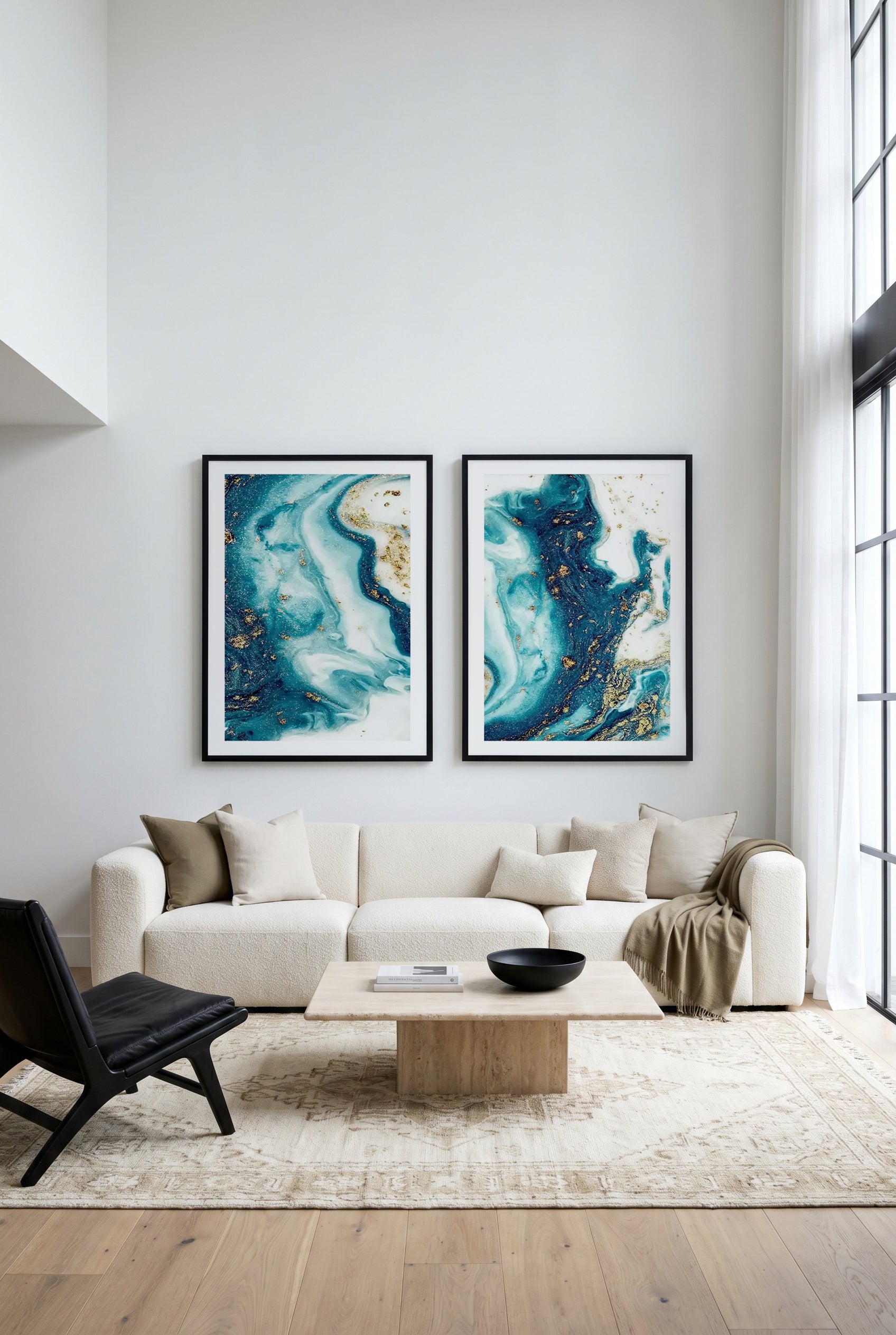 Ocean Marble I & III Art Print Set of 2 | Matching Wall Art