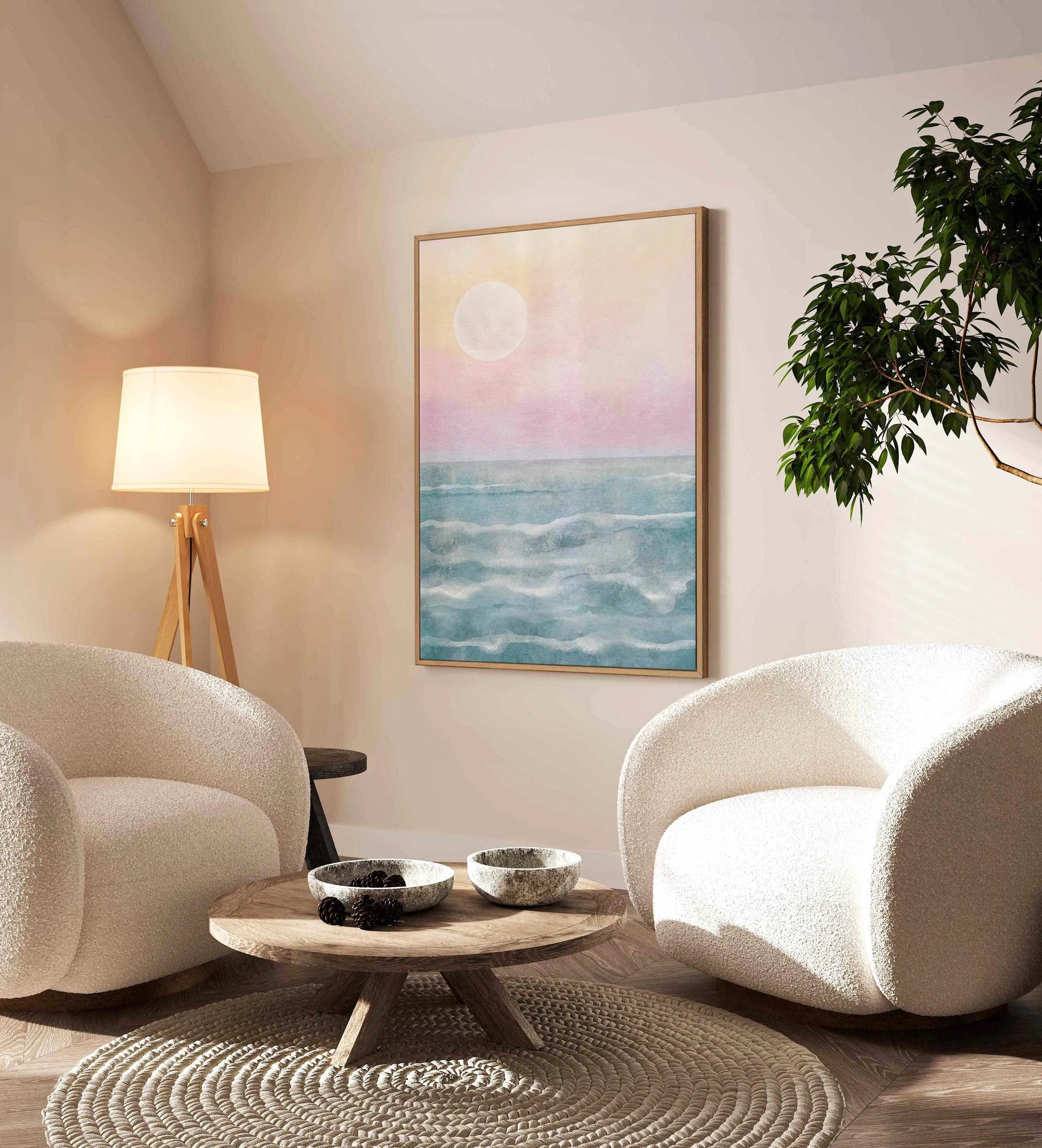 Ocean Moonlight | Framed Canvas Art Print from Olive et Oriel where you can shop wallpaper and artworks online