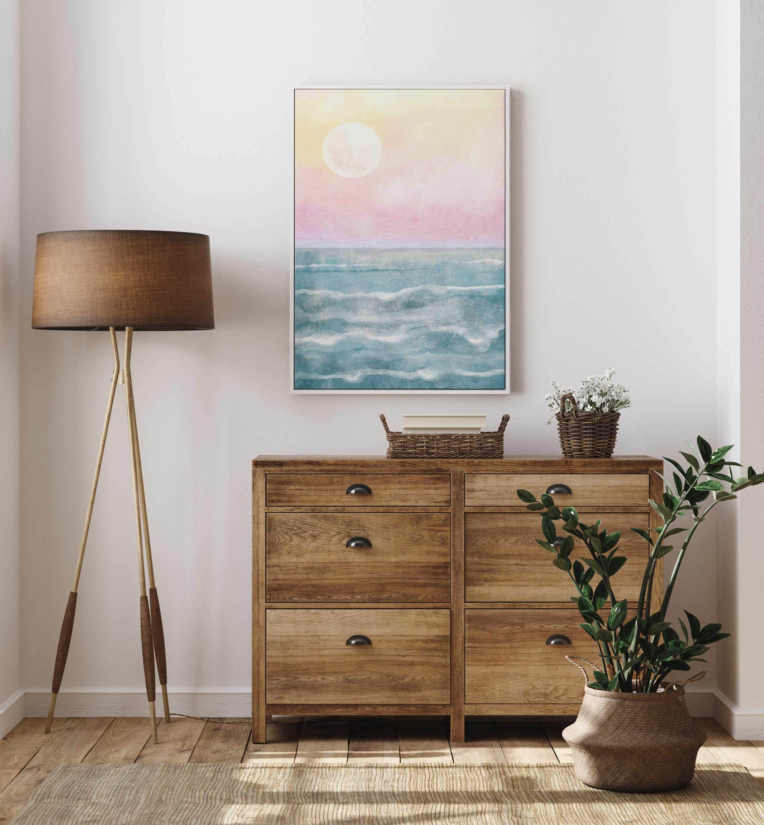 Ocean Moonlight | Framed Canvas Art Print