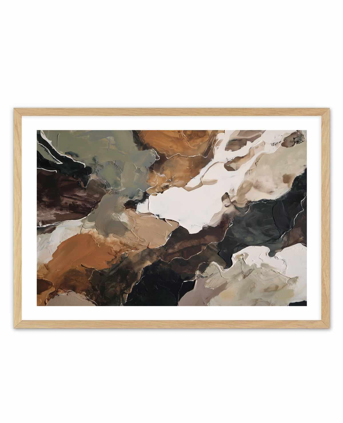 Ochre Ridge I | Art Print abstract art print oak frame with white border