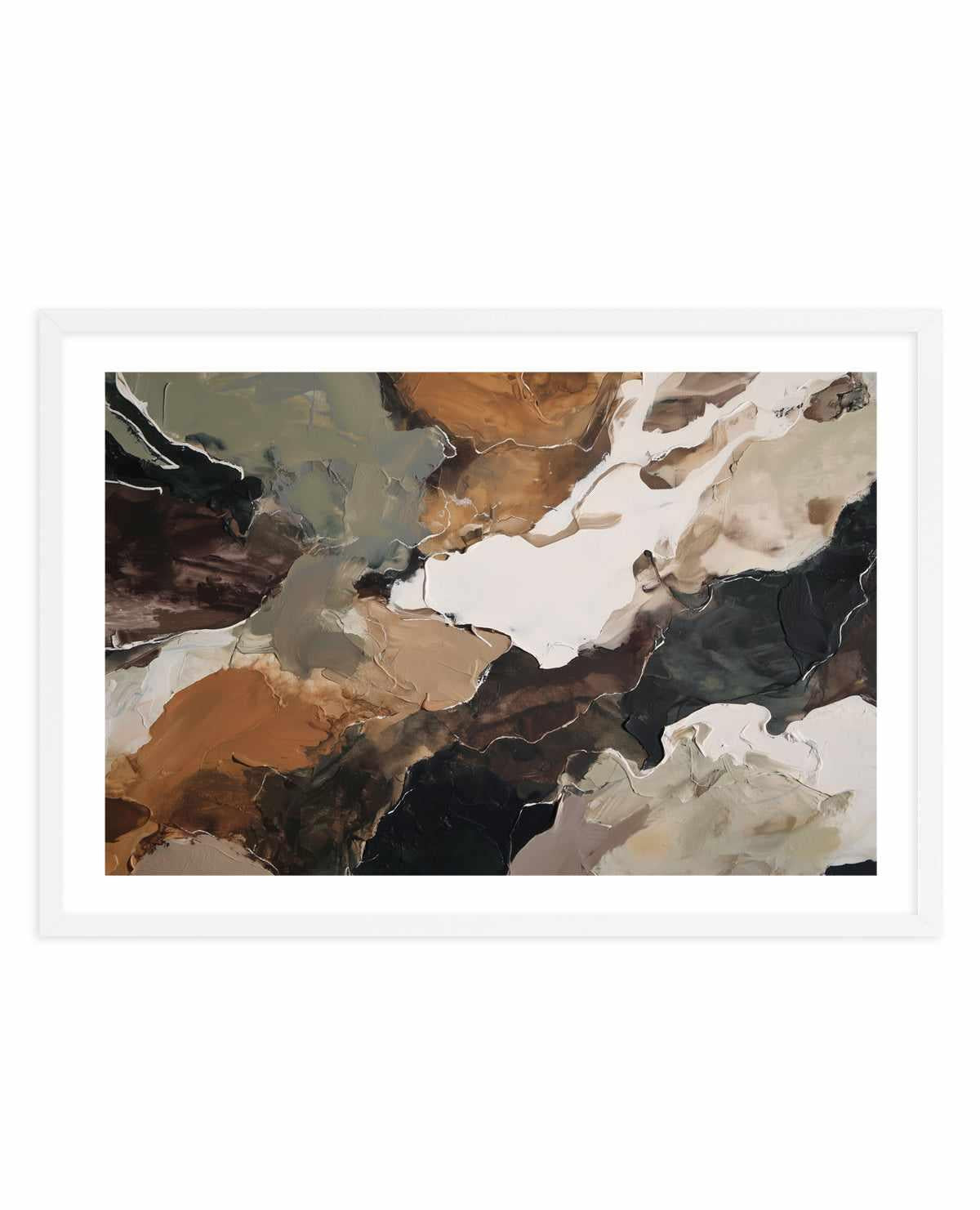 Ochre Ridge I | Art Print abstract art print oak frame with white border