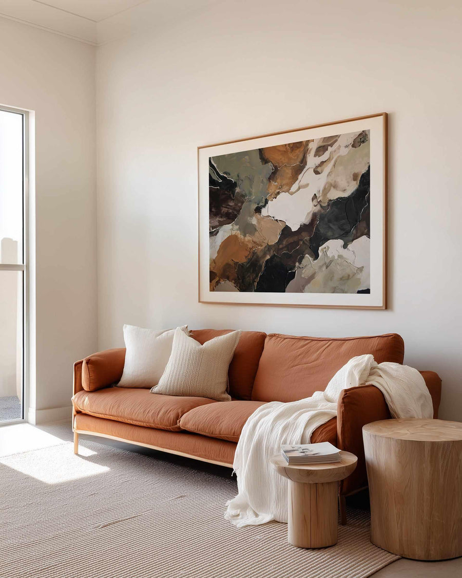 Ochre Ridge I | Art Print abstract art print oak frame with white border