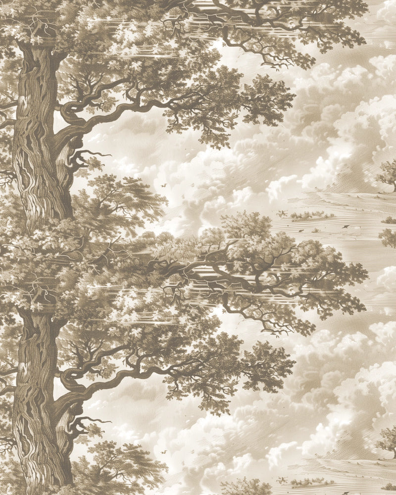 Old Oak Tree in Neutral Wallpaper