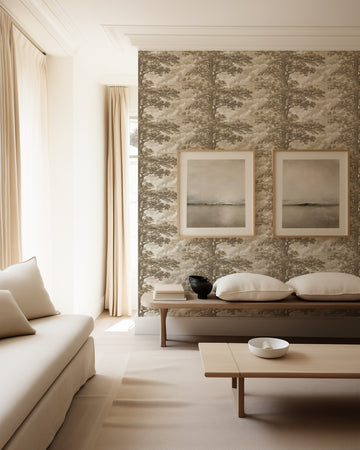 Old Oak Tree in Neutral Wallpaper from Olive et Oriel where you can shop wallpaper and artworks online