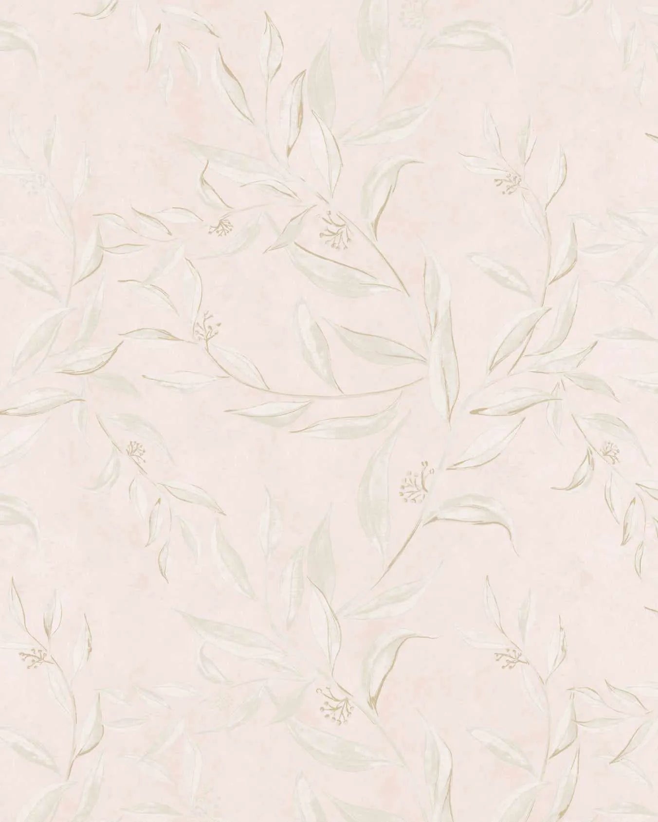 Olive Leaf Wallpaper in Blush Pink from Olive et Oriel where you can shop wallpaper and artworks online