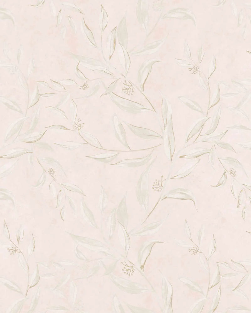 Olive Leaf Wallpaper in Blush Pink from Olive et Oriel where you can shop wallpaper and artworks online
