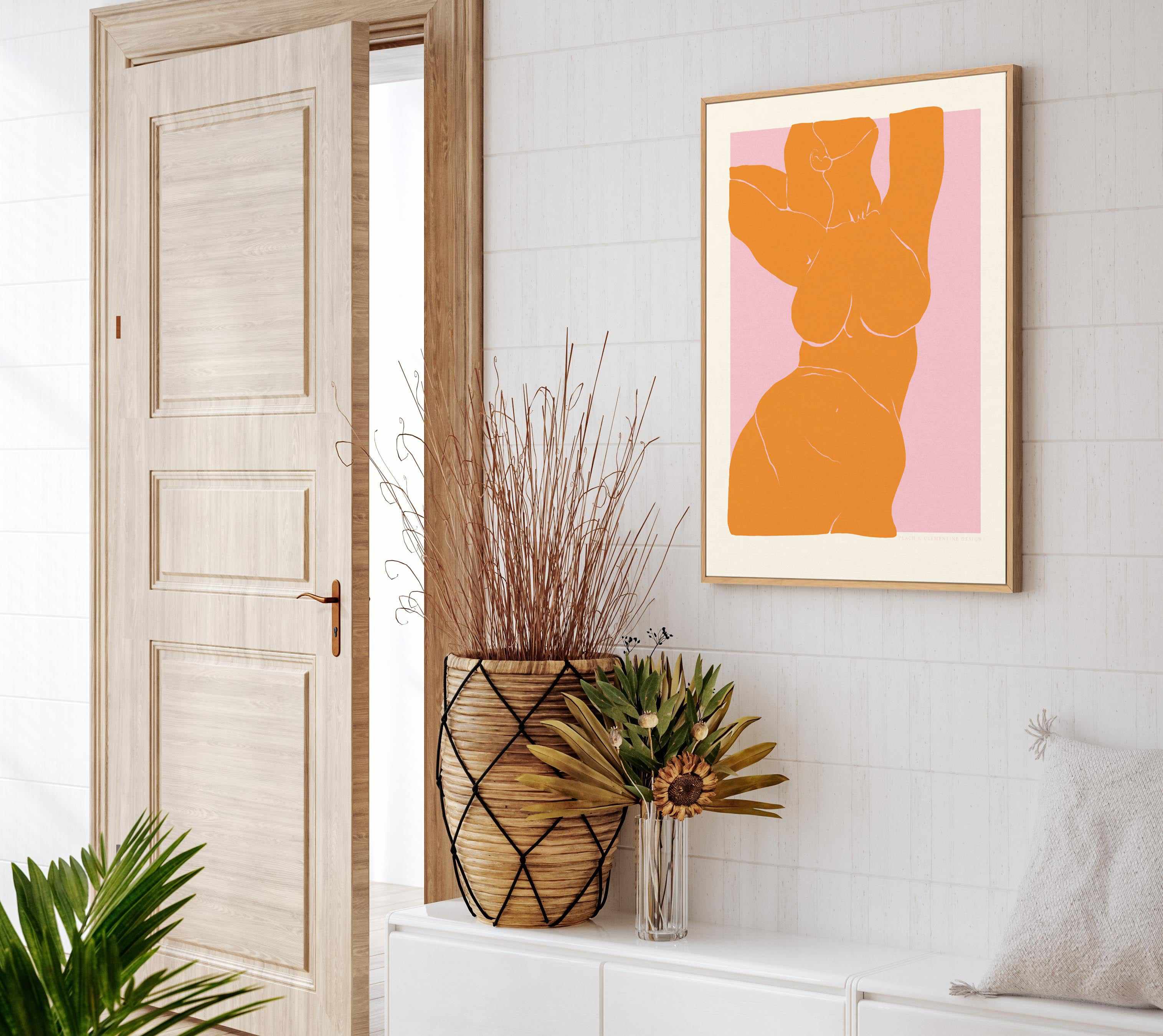 Orange Figure by Jenny Liz Rome | Framed Canvas Art Print