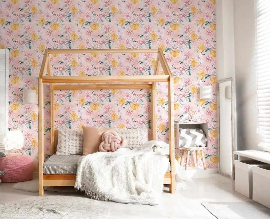 Orange Flowers Wallpaper-Wallpaper-Buy Kids Removable Wallpaper Online Our Custom Made Children‚àö¬¢‚Äö√á¬®‚Äö√ë¬¢s Wallpapers Are A Fun Way To Decorate And Enhance Boys Bedroom Decor And Girls Bedrooms They Are An Amazing Addition To Your Kids Bedroom Walls Our Collection of Kids Wallpaper Is Sure To Transform Your Kids Rooms Interior Style From Pink Wallpaper To Dinosaur Wallpaper Even Marble Wallpapers For Teen Boys Shop Peel And Stick Wallpaper Online Today With Olive et Oriel