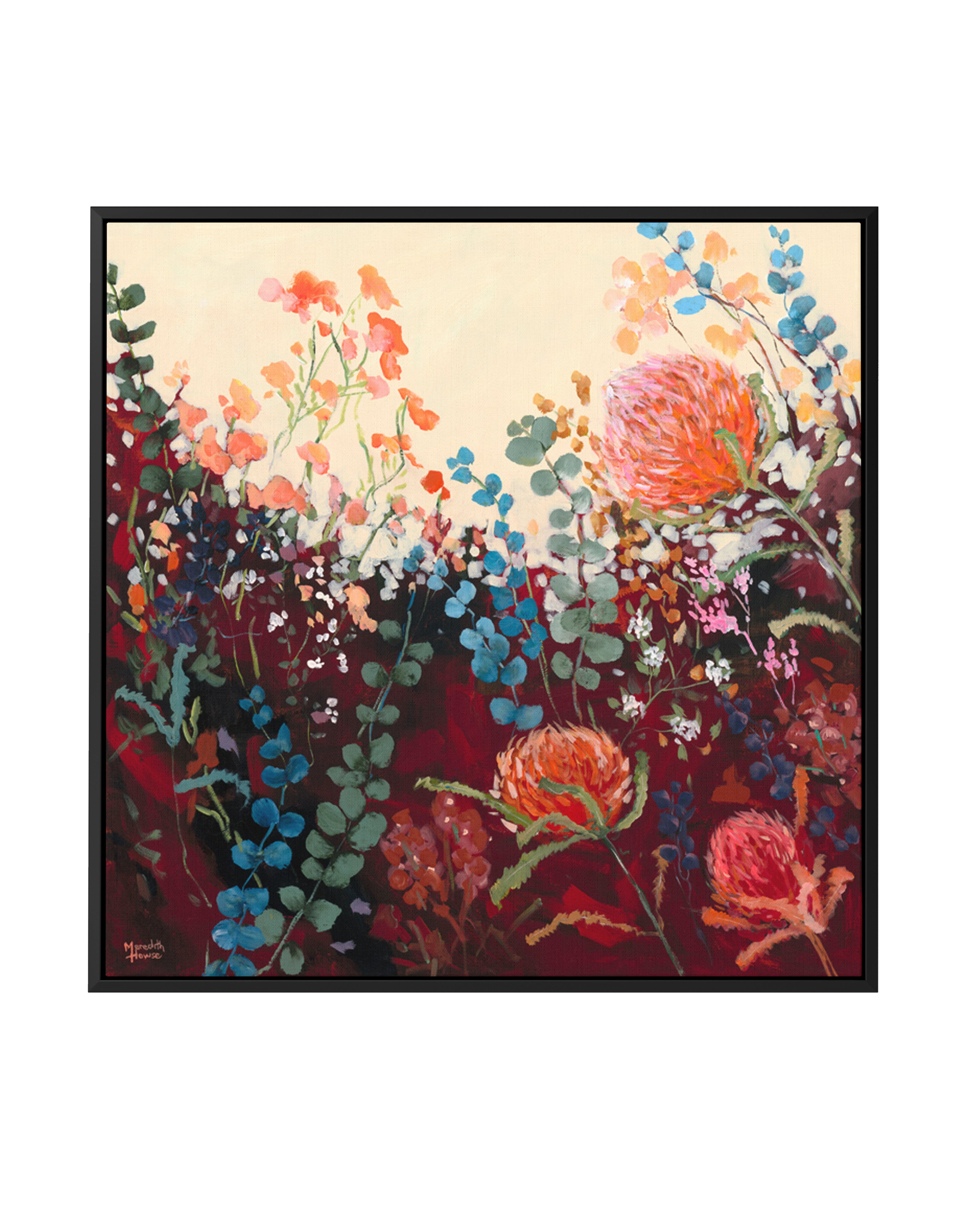 Orange Iris Vintage by Meredith Howse | Framed Canvas Art Print