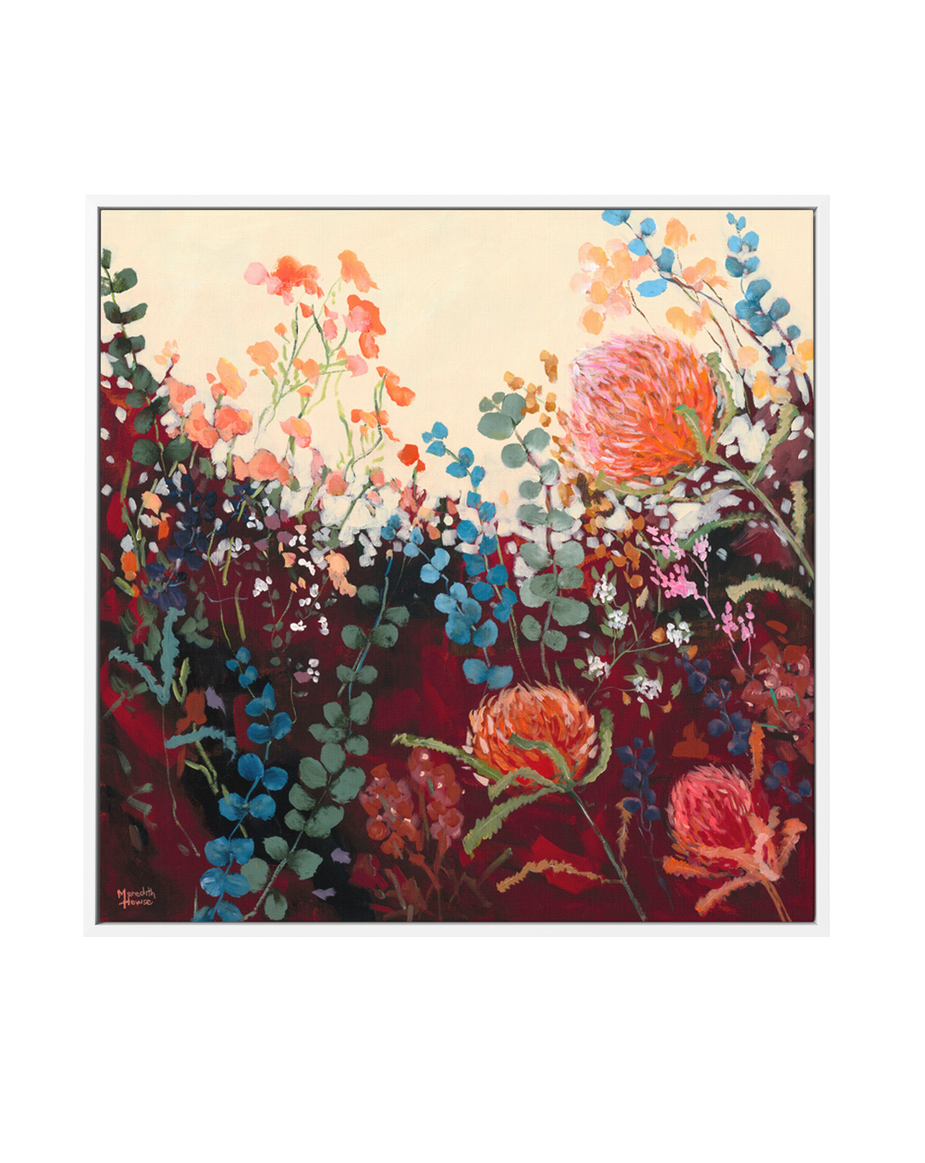 Orange Iris Vintage by Meredith Howse | Framed Canvas Art Print