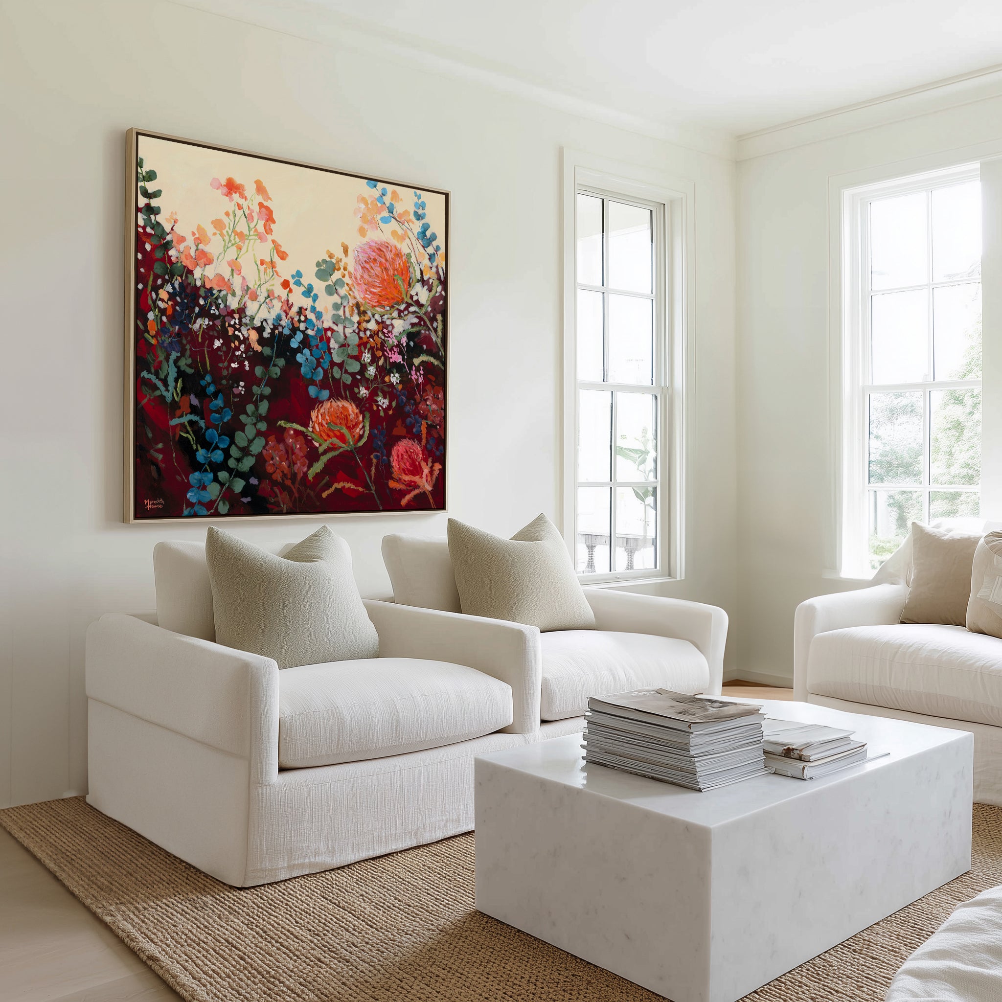 Orange Iris Vintage by Meredith Howse | Framed Canvas Art Print