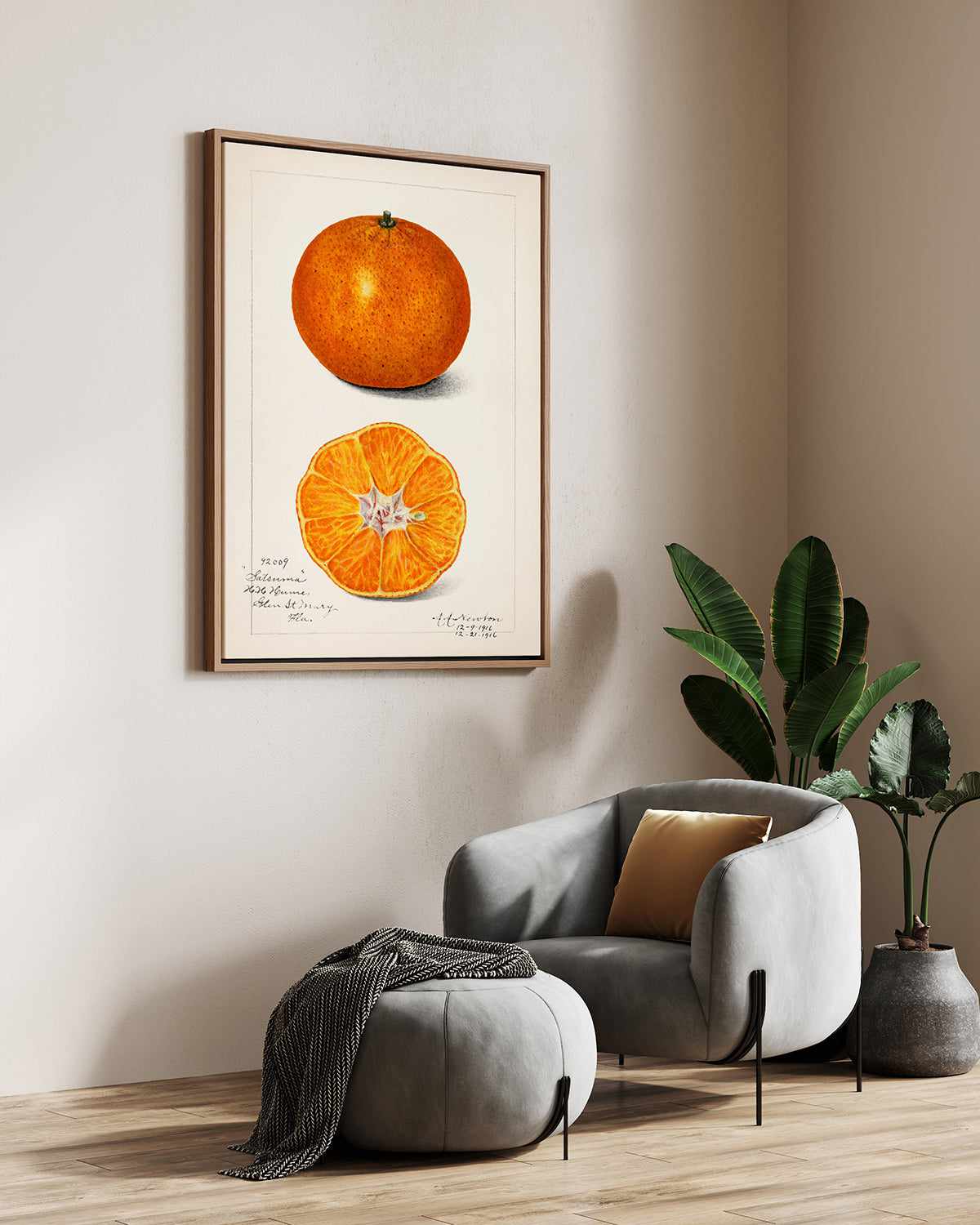 Orange Vintage Poster | Framed Canvas Art Print