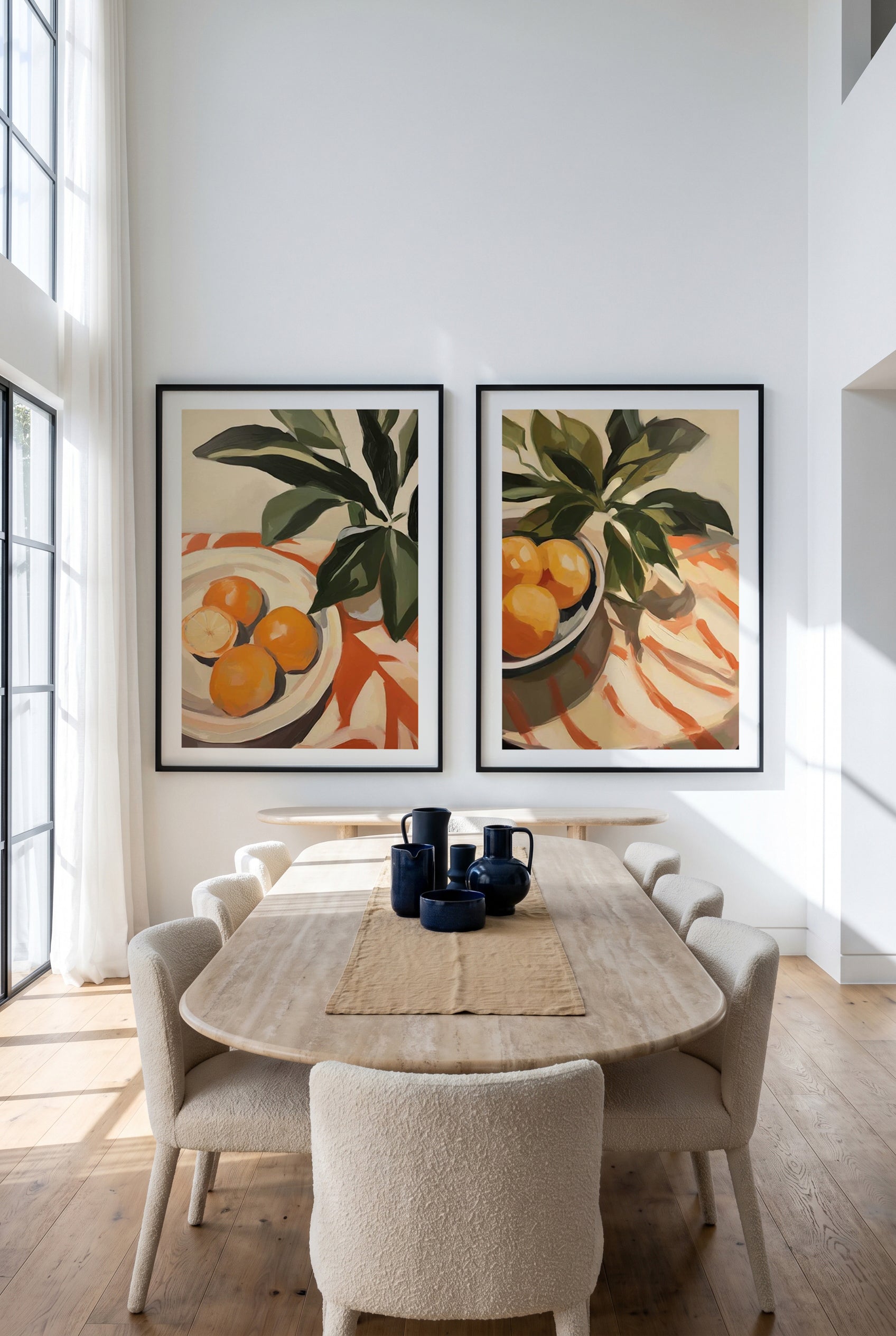 Oranges I & II Art Print Set of 2 | Matching Wall Art