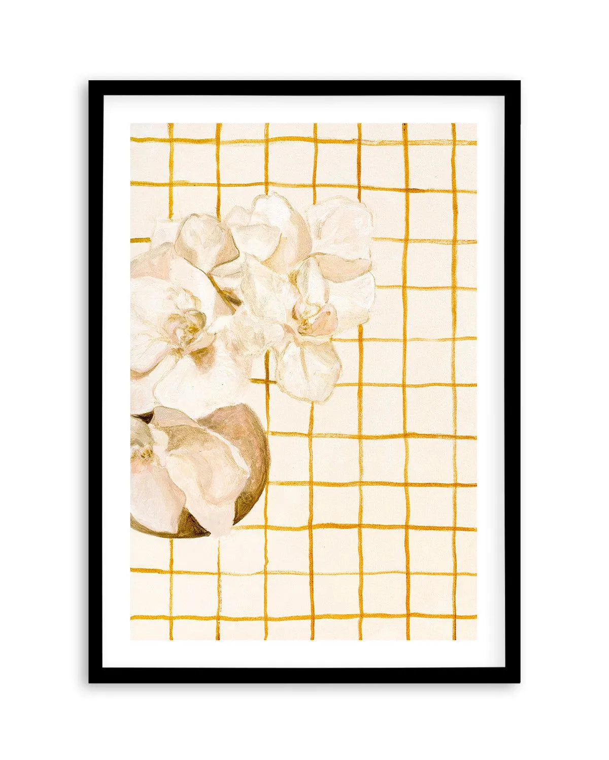 Orchids on Orange Checks by Natalie Jane Art Print from Olive et Oriel where you can shop wallpaper and artworks online
