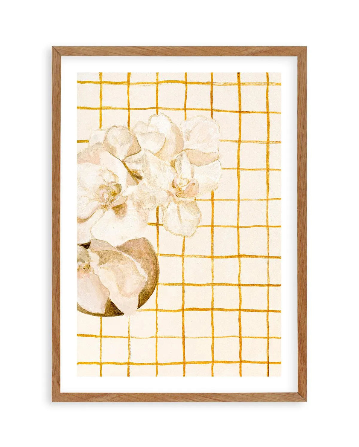 Orchids on Orange Checks by Natalie Jane Art Print from Olive et Oriel where you can shop wallpaper and artworks online