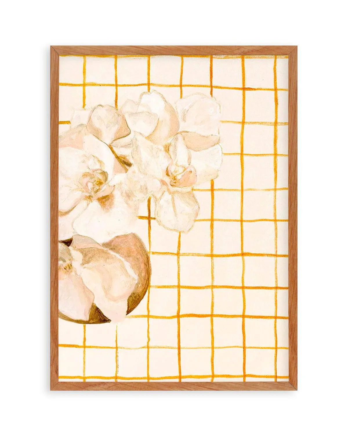 Orchids on Orange Checks by Natalie Jane Art Print from Olive et Oriel where you can shop wallpaper and artworks online