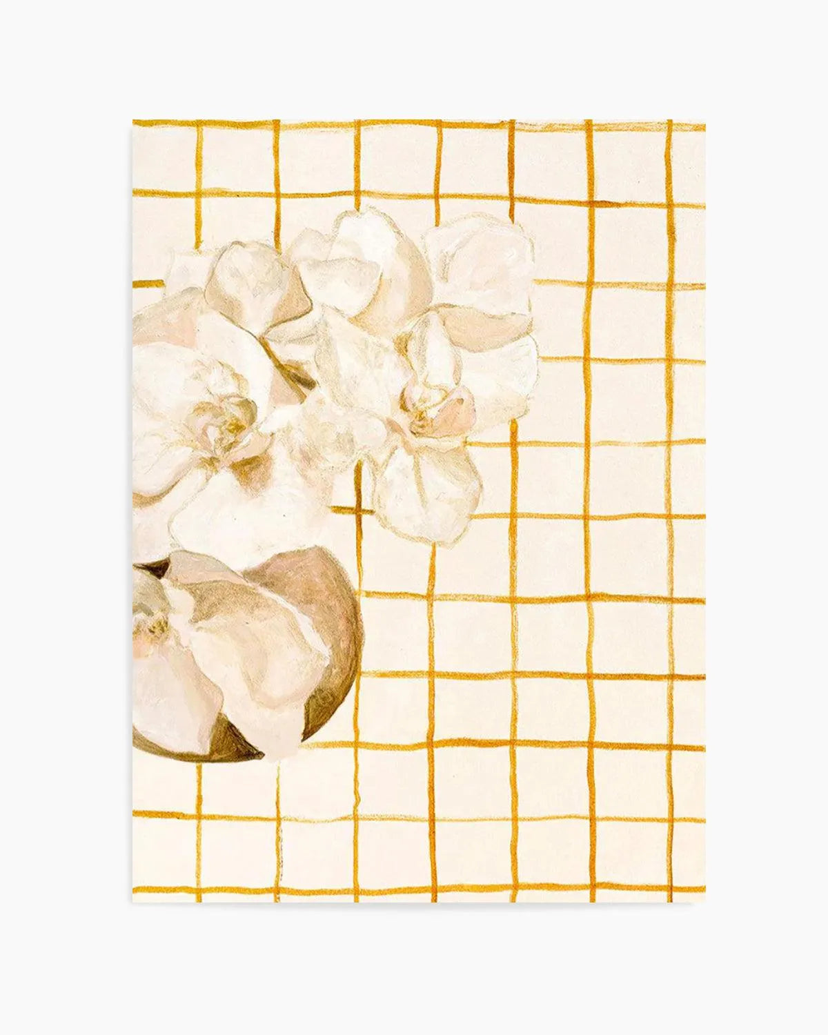 Orchids on Orange Checks by Natalie Jane Art Print from Olive et Oriel where you can shop wallpaper and artworks online