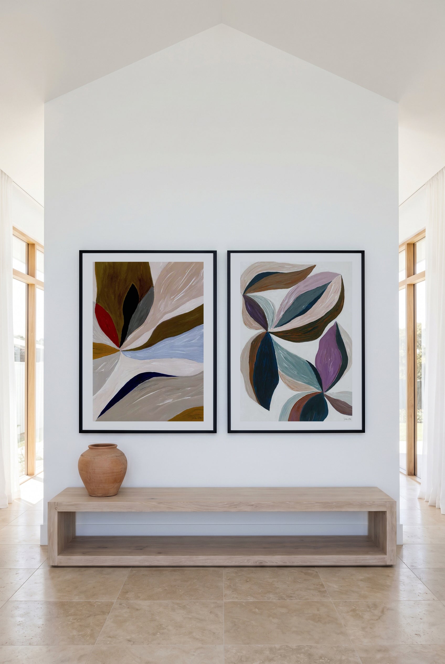 Organic 01 & 02 by Julita Elbe Art Print Set of 2 | Matching Wall Art