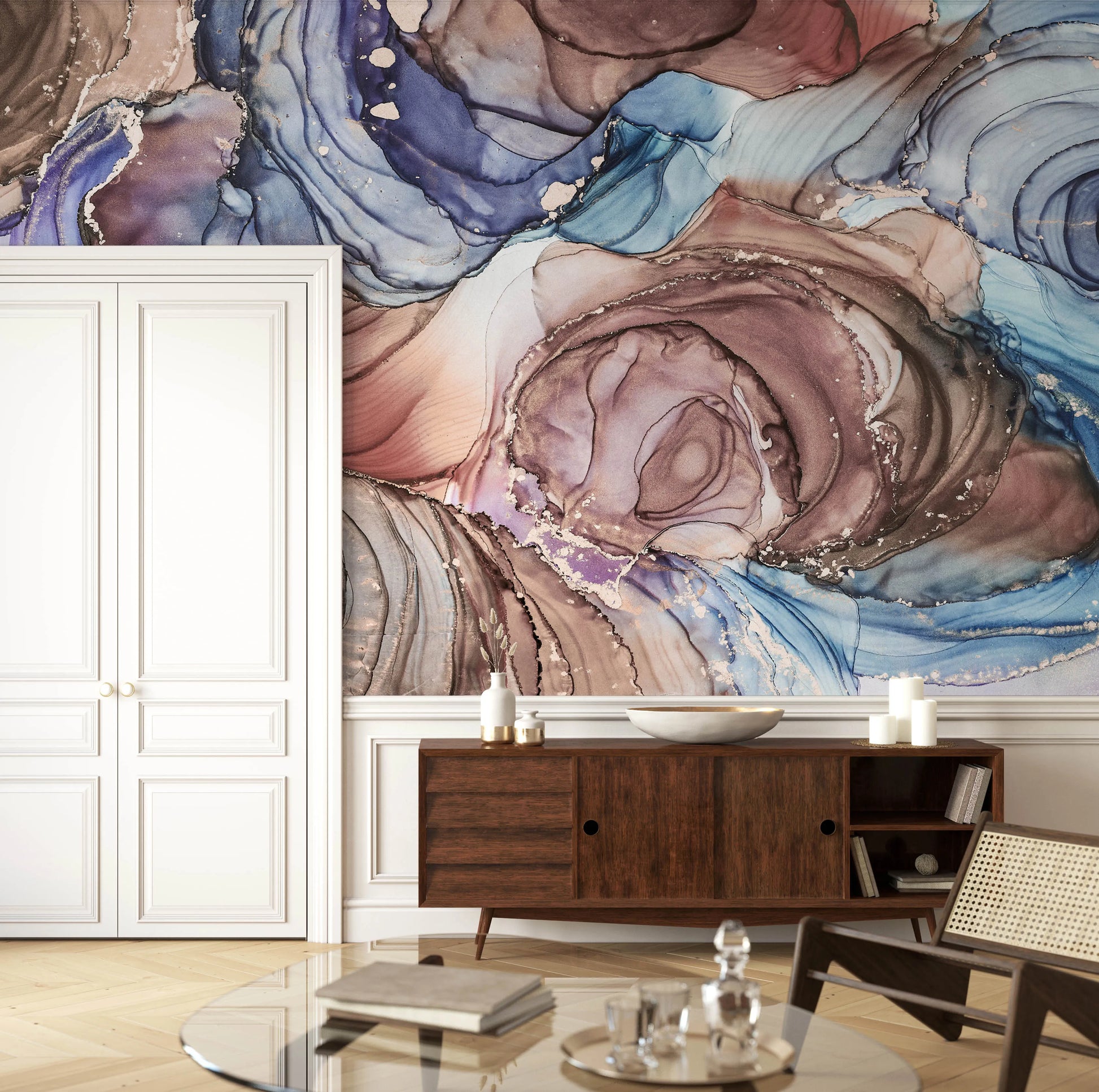 Organic Kaleidoscope Mural Wallpaper from Olive et Oriel where you can shop wallpaper and artworks online