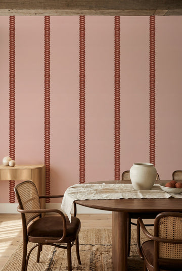 Organic Stripe Stack in Pink Wallpaper
