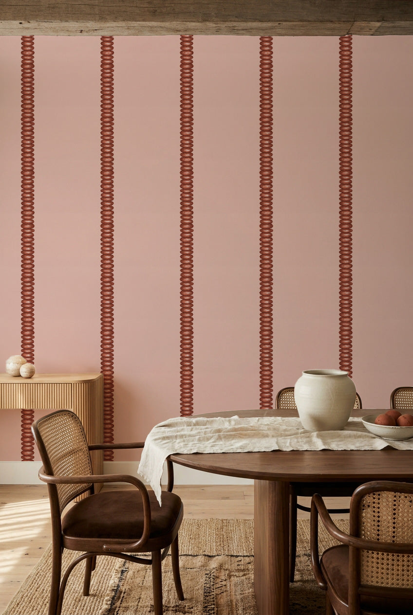 Organic Stripe Stack in Pink Wallpaper