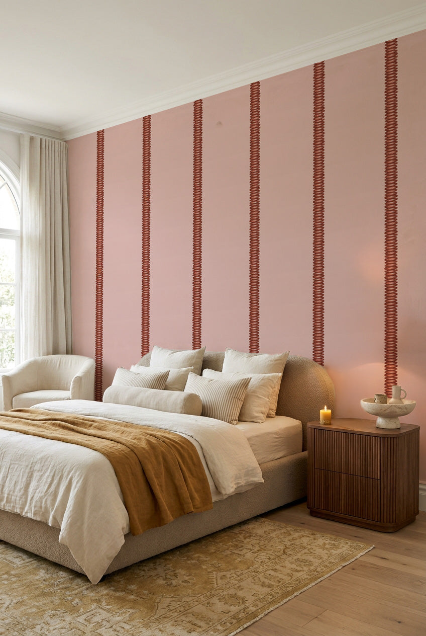 Organic Stripe Stack in Pink Wallpaper