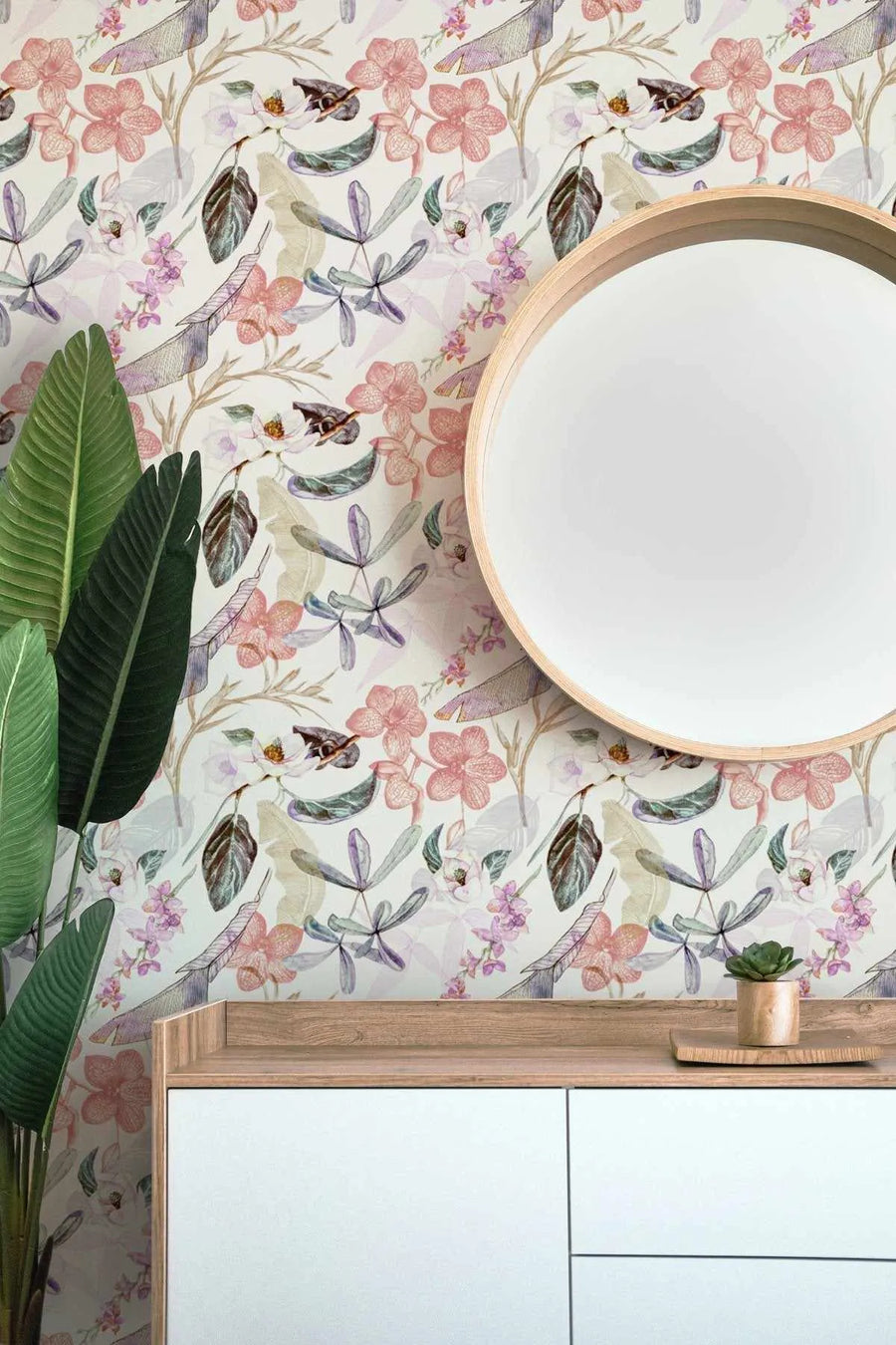 Oriental Orchids Wallpaper orange purple botanical wallpaper