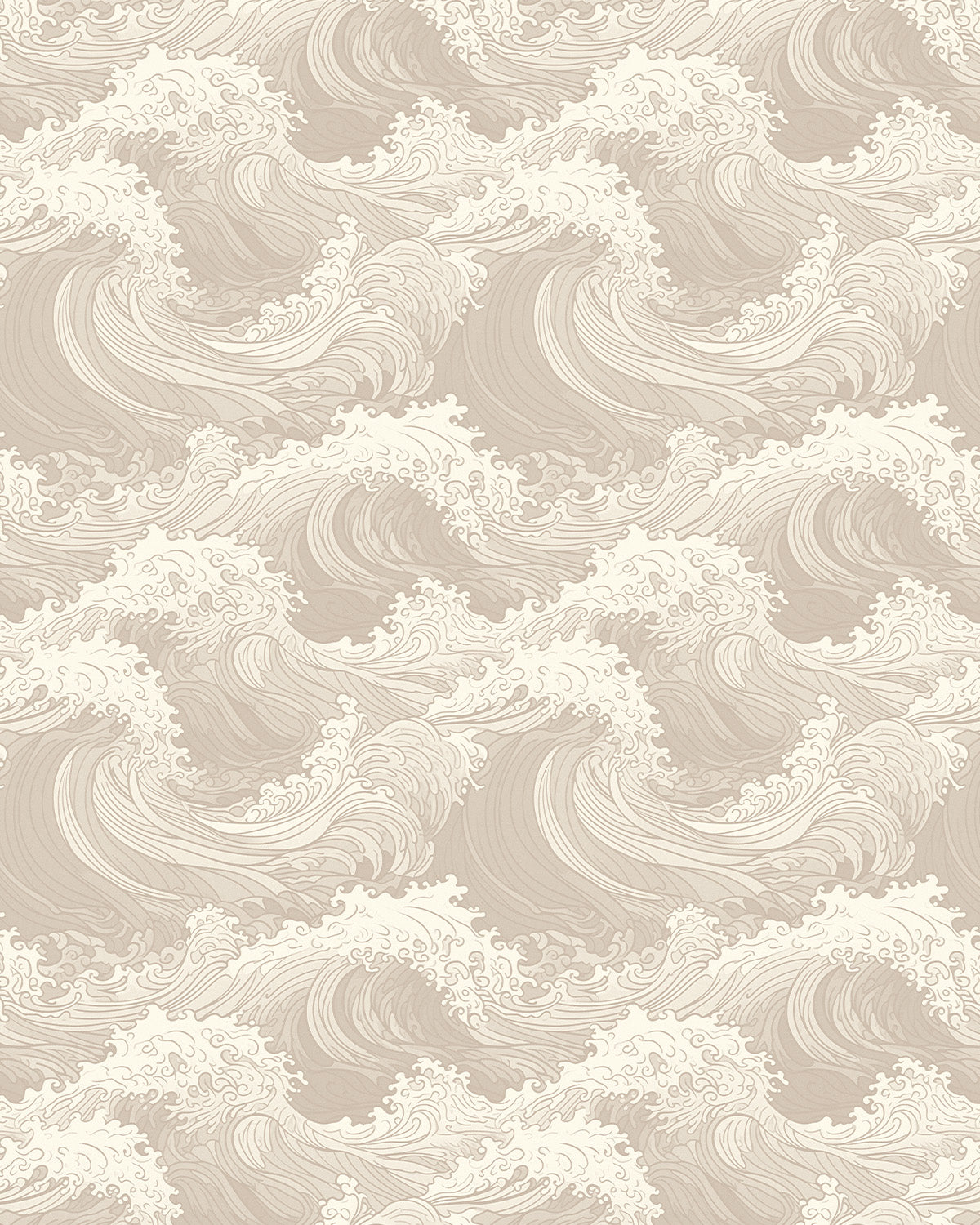 Oriental Waves in Beige Wallpaper